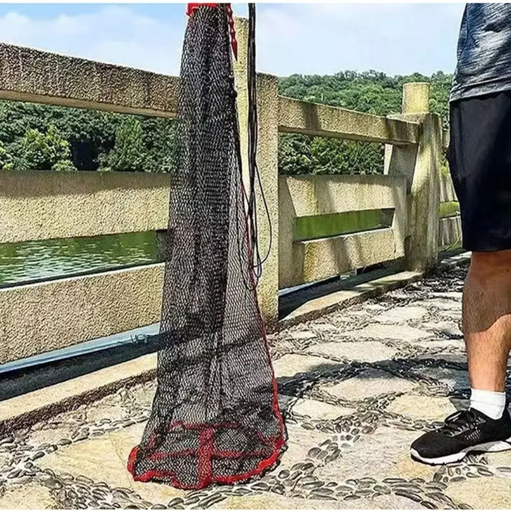 Toughness Nylon Fishing Net Bag Green Foldable Thread Collapsible Fish Cage Fishing Basket And Protection Fishing Net