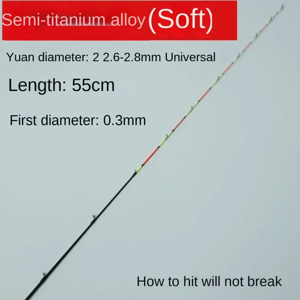 45/55/60cm Rod Tip Boat/Raft Rod Tip Spare Soft Tail Half/Ball Titanium Alloy Repair Parts Refit Replacement Fishing Rod Tip