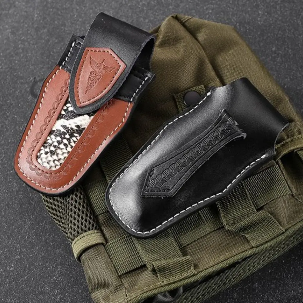 High Quality Black&Brown Leather Waist Knife Scabbard Foldable 6 Styles Case Holder Leather Sheath Outdoor Tool Sheath Pocket