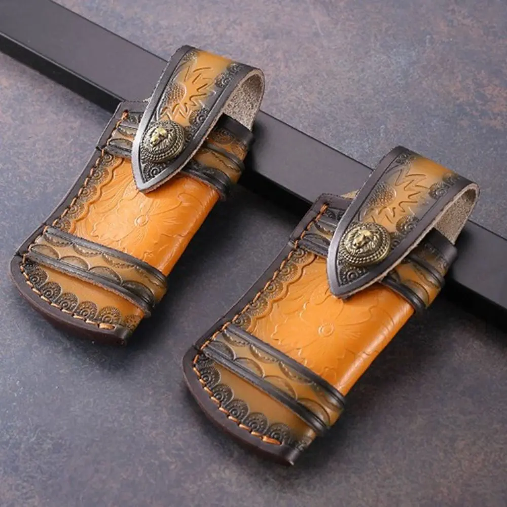 High Quality Black&Brown Leather Waist Knife Scabbard Foldable 6 Styles Case Holder Leather Sheath Outdoor Tool Sheath Pocket