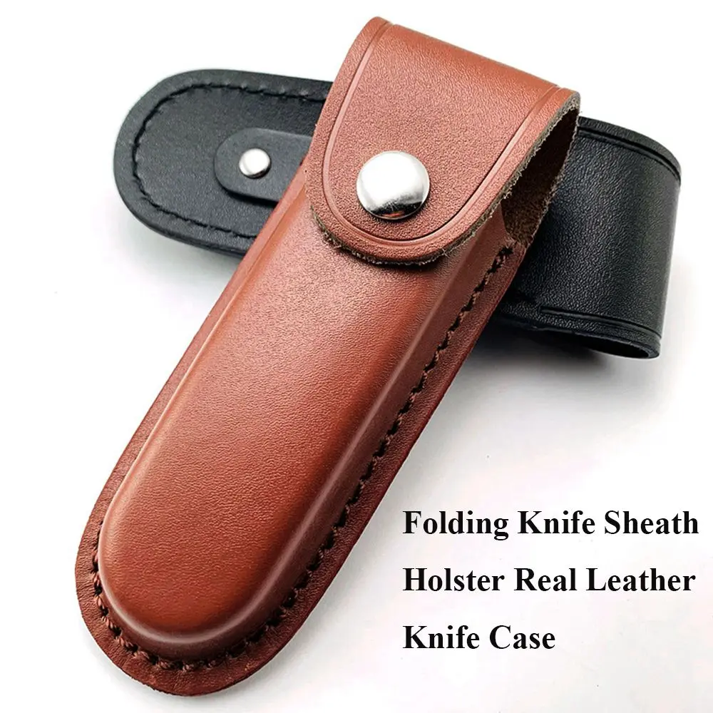 Multitool Leather Pouch Foldable Knife Sheath Fixed Blade Scabbard Holster Belt Loop Clip Case Holder Outdoor Waist Bag