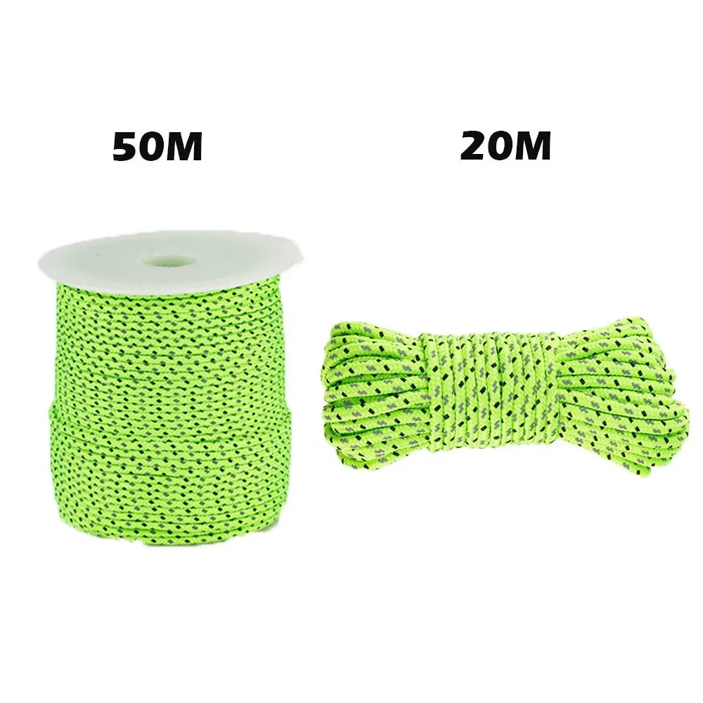20/50M Reflective Paracord 2.5mm Parachute Cord Outdoor Camping Rope Durable Umbrella Tent Lanyard Strap Clothesline Rope