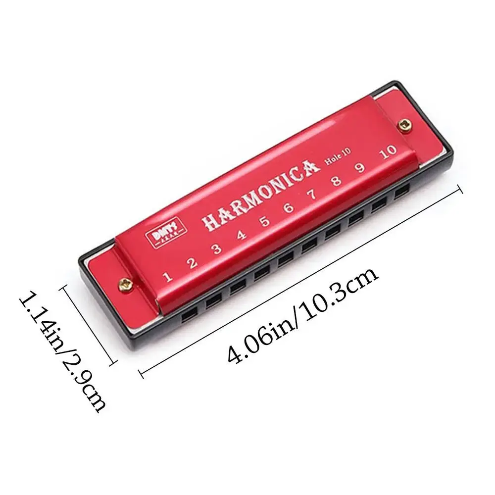 Portable Key of C 10 Hole Harmonica Metal with Box Mouth Organ Rectangle Beginner Teaching Diatonic Harmonica Students