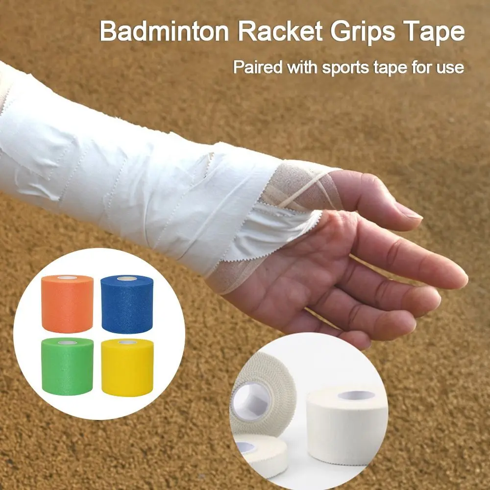 1 Roll Badminton Racket Grips Tape PU Foam Bandage Elbow Pads Badminton Racket Overgrip Shock-absorbing Sweat-absorbing Tape