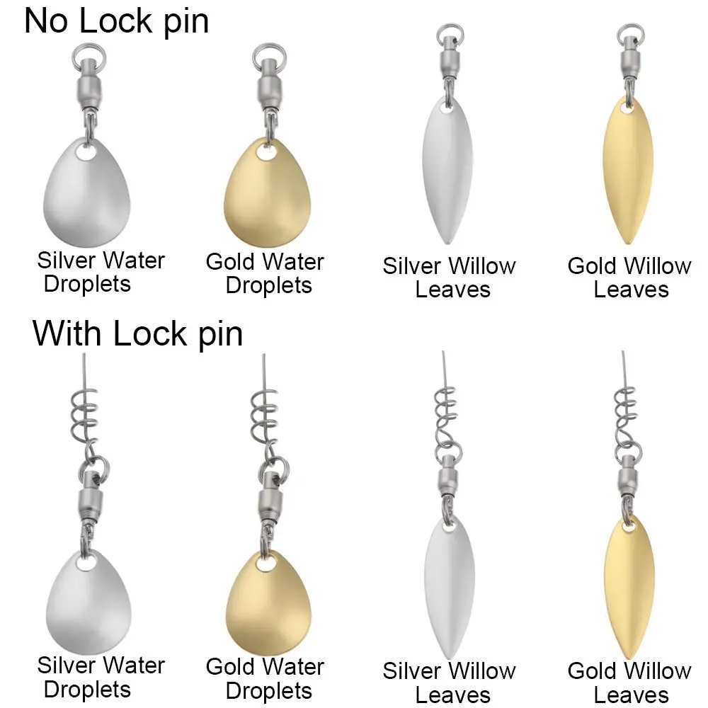 7Pcs Water Droplets/Willow Leaves Shaped Metal Lure DIY Fishing Attractor Spinner Blade VIB Reflective Sequin Spoon Fishing Tool