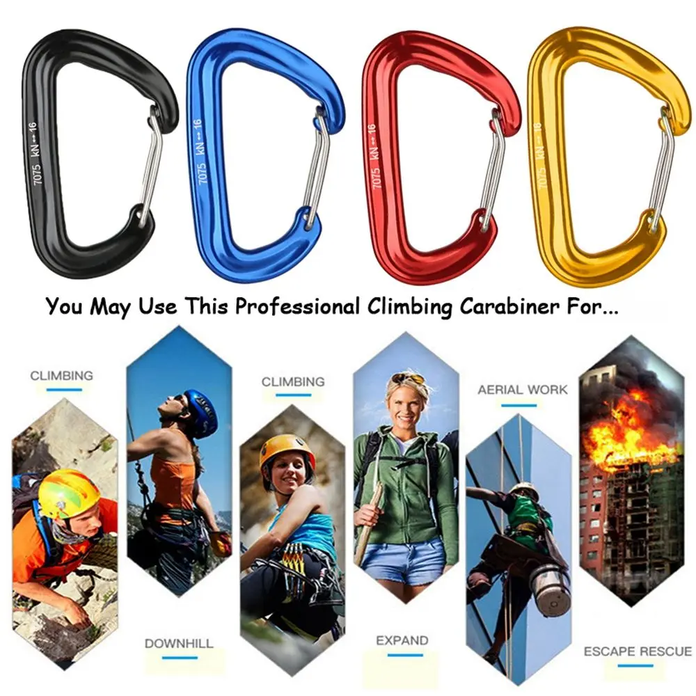 Professional Carabiner D Shape Mountaineering Buckle Hook 16KN Safety Buckle Climbing Lock Outdoor Climbing Equipment Accessory