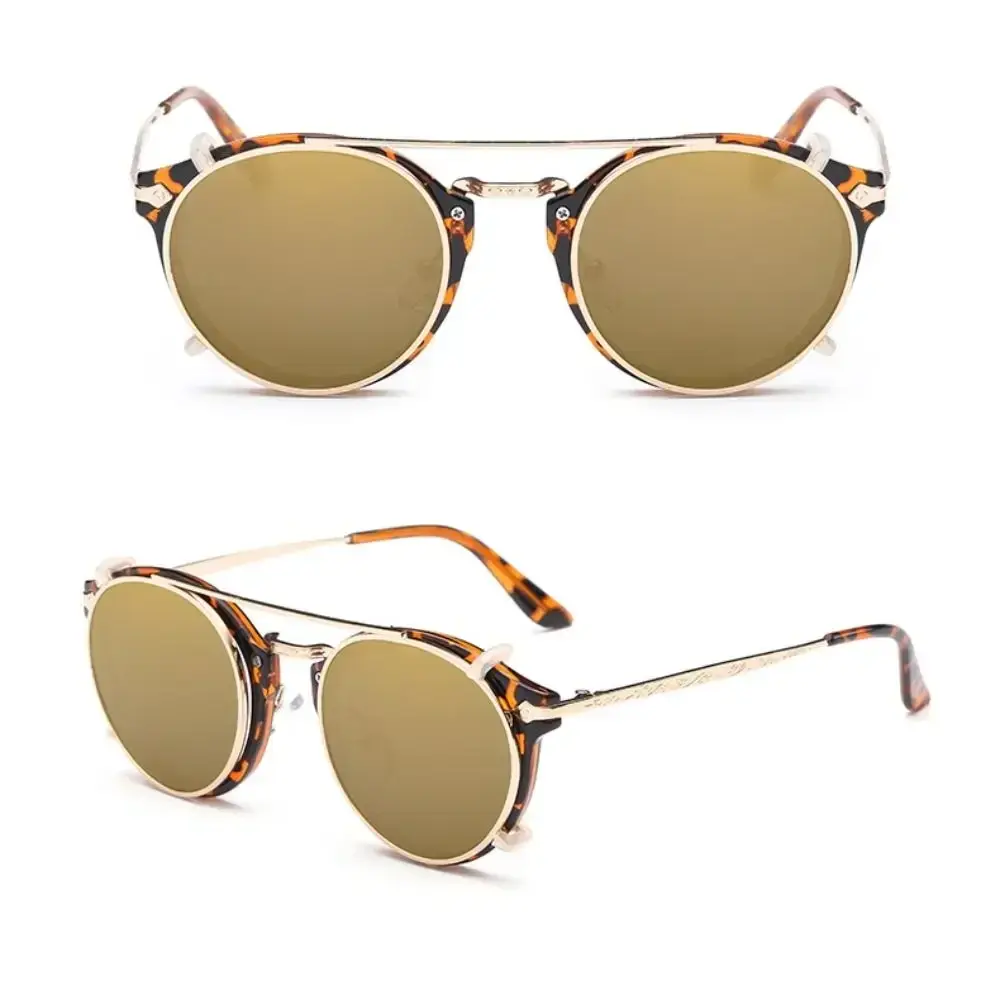 Double Layer Steampunk Flip-Up Sunglasses Flip Cover Black Shades Glasses Computer Eyeglasses Two Usage Punk Eyeglasses