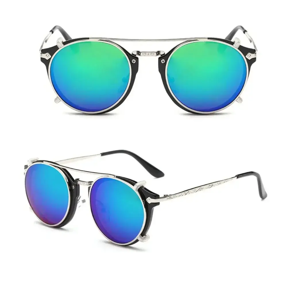 Double Layer Steampunk Flip-Up Sunglasses Flip Cover Black Shades Glasses Computer Eyeglasses Two Usage Punk Eyeglasses