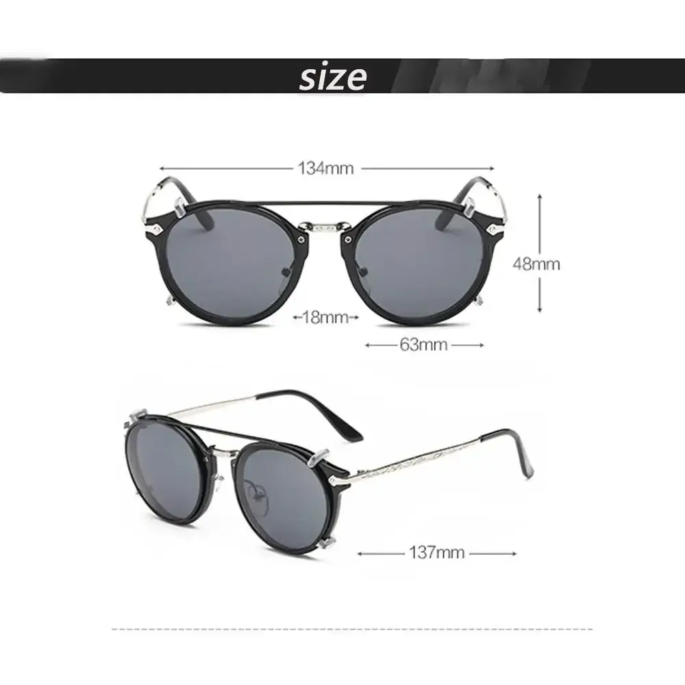 Double Layer Steampunk Flip-Up Sunglasses Flip Cover Black Shades Glasses Computer Eyeglasses Two Usage Punk Eyeglasses