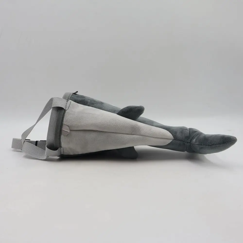 Gray Color Flannel Shark Chalk Bag Stuffed Animal Design Shark Shape Bouldering Bag Flannel Material Rock Climbing Bag
