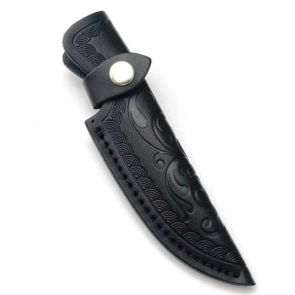 Relief Leather Straight Knife Scabbard Flashlight Belt Loop Case Holder Leather Sheath Outdoor Hunt Camp Knife Carry Equipment