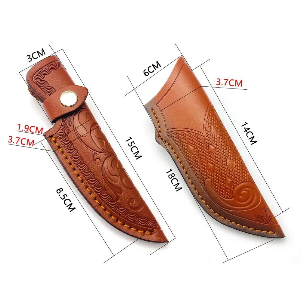 Relief Leather Straight Knife Scabbard Flashlight Belt Loop Case Holder Leather Sheath Outdoor Hunt Camp Knife Carry Equipment