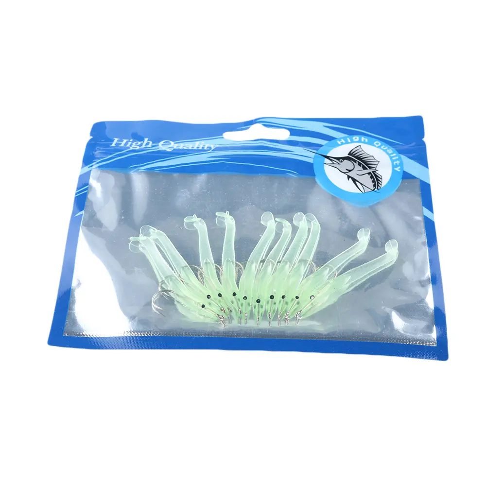 10PCS/Lot Artificial Durable Light Green Luminous Eel Fish Lures Worm Barbed Hook Baits Soft Plastic Rubber Fishing Accessories