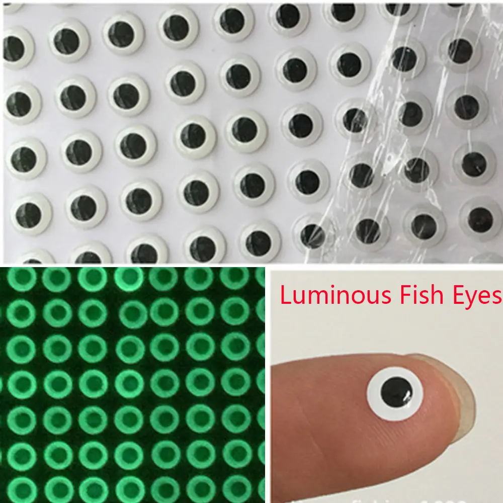 300Pcs PVC 3D Holographic Luminous Fishing Lure Eyes DIY Fly Tying Fishing Glow Bait Eyes Jigs Fishing Lure Accessory 3/4/5/6mm