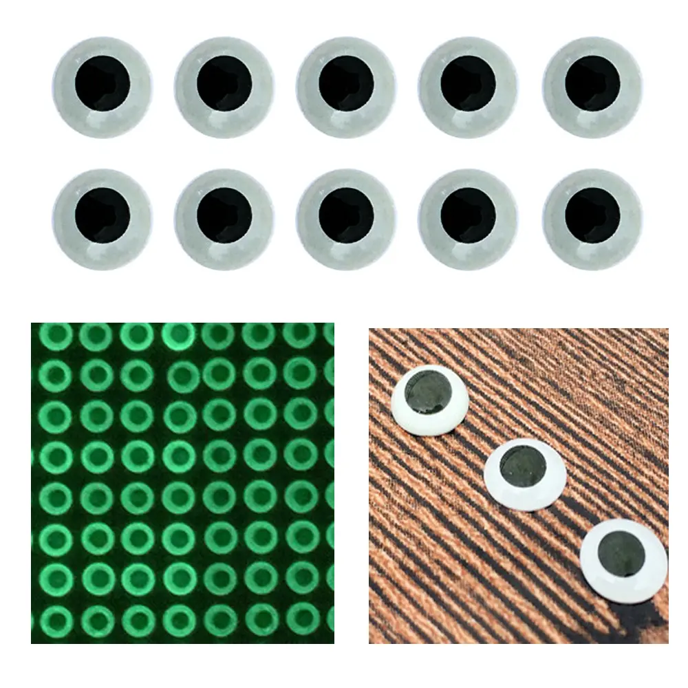 300Pcs PVC 3D Holographic Luminous Fishing Lure Eyes DIY Fly Tying Fishing Glow Bait Eyes Jigs Fishing Lure Accessory 3/4/5/6mm