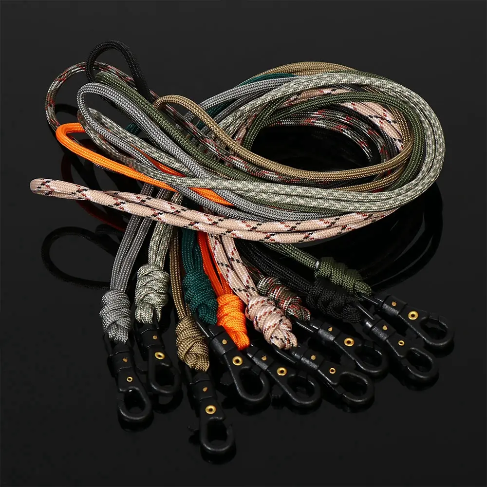 1PC 19 Styles Paracord Keychain Braided Nylon Lanyard With Metal Triangle Buckle High Strength Parachute Cord Carabiner
