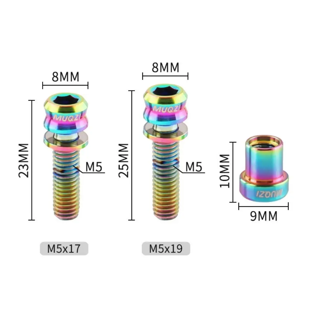 Durable Titanium Alloy Titanium Bolt M5x17mm M5x19mm Silver Black Gold Alloy Stem Bolts Cycling Bicycle Nut Accessories