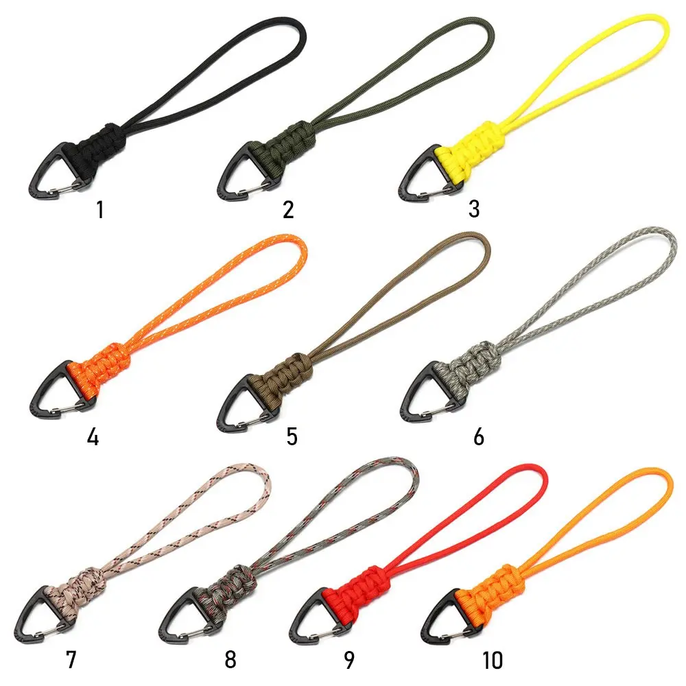 1PC 19 Styles Paracord Keychain Braided Nylon Lanyard With Metal Triangle Buckle High Strength Parachute Cord Carabiner