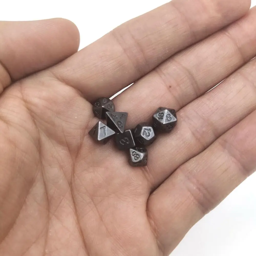7pcs PCS/Set Metal Mini Archaized Board Game Dice Set Polyhedral Table Game Dice Role-Playing RPG Dice Set Table Games Dice