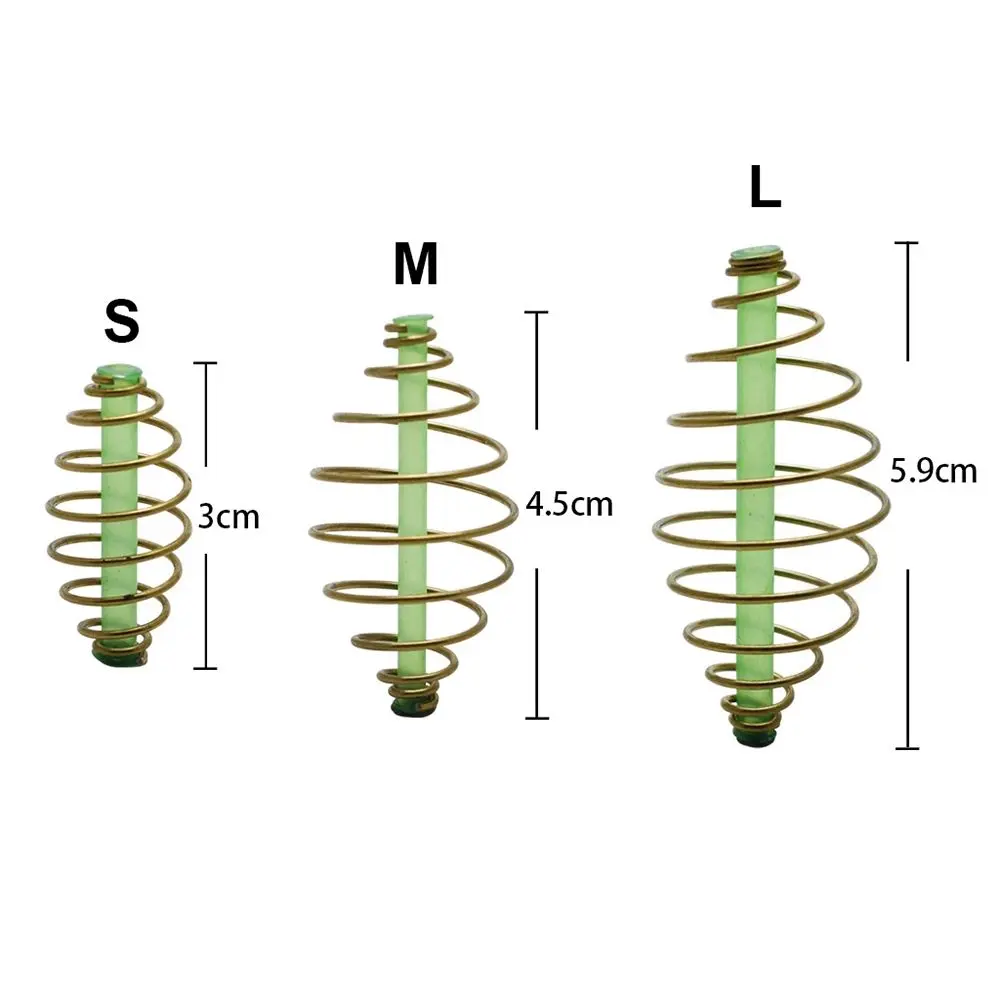 10Pcs 33/45/55mm Fishing Bait Cage Spring Lure Inline Hanging Tackle Stainless Steel Fishing Feeder Trap Basket Feeder Holder