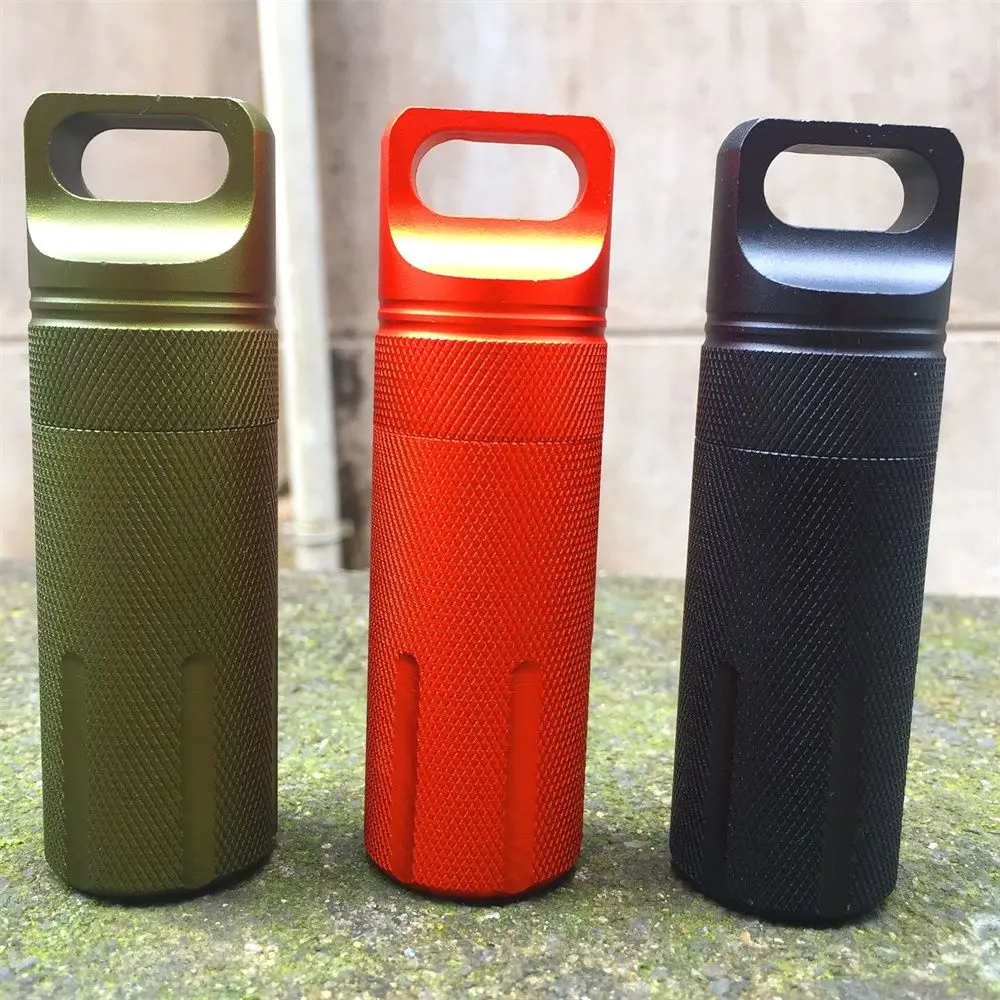 Colorful Aluminum Waterproof EDC Sealed Bottle Survival Storage Box Outdoor Portable Medicine Capsule Bottle Storage Container