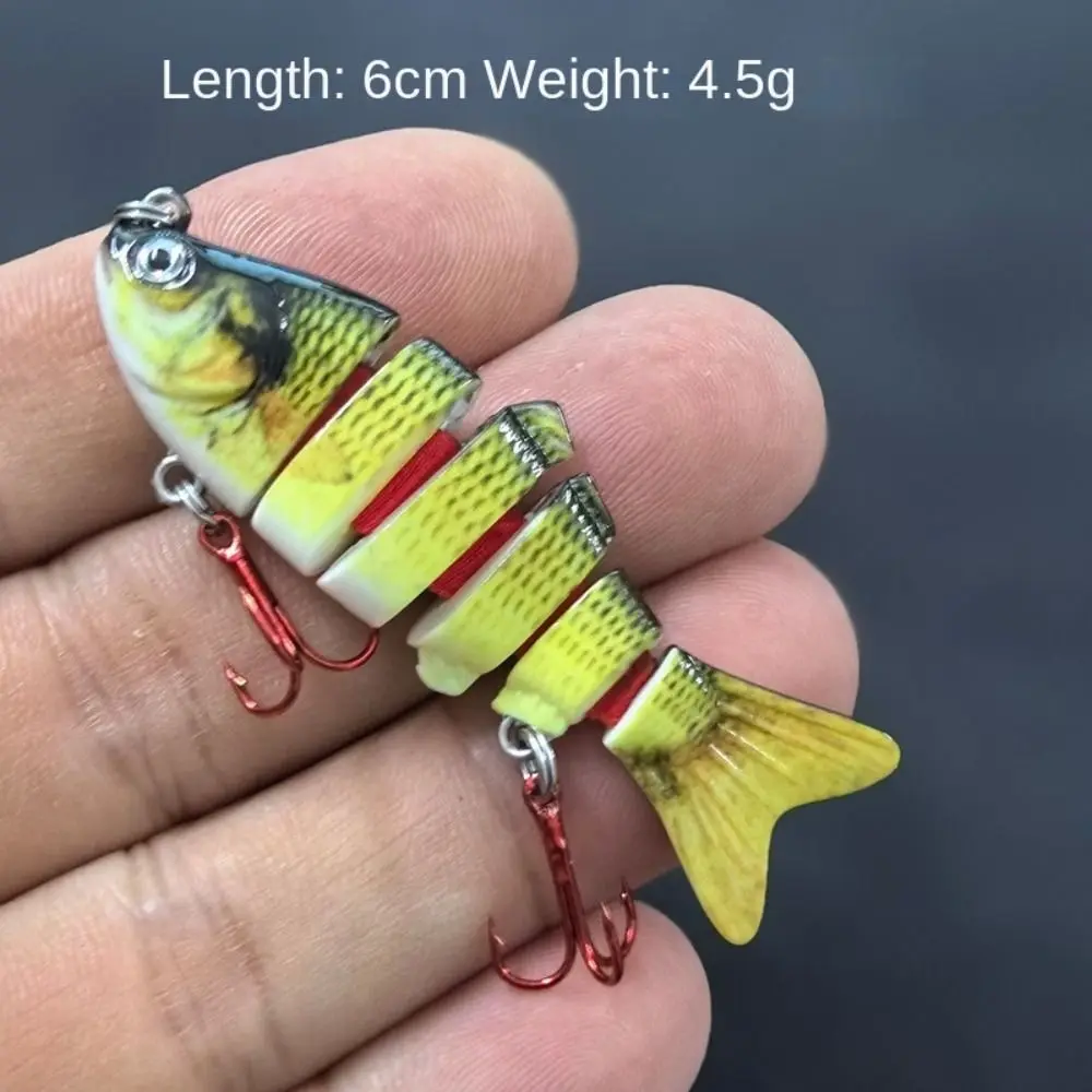 Mini Deep Diving 6 Segment Fishing Lures Bass Crankbaits 6cm 4.5g Bionic Bait 3d Eyes 5 Segment Plastic Hard Crank Fishing Bait