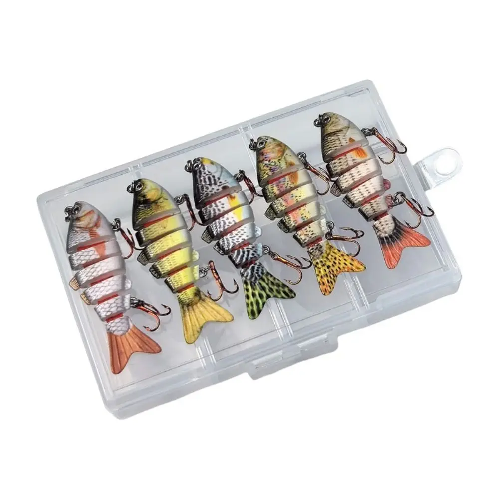 Mini Deep Diving 6 Segment Fishing Lures Bass Crankbaits 6cm 4.5g Bionic Bait 3d Eyes 5 Segment Plastic Hard Crank Fishing Bait