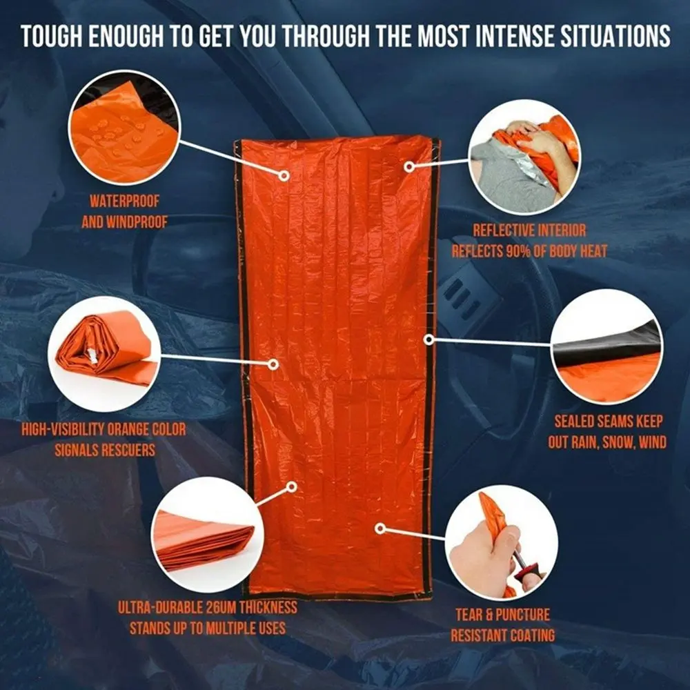 Outdoor Portable Emergency Survival Sleeping Bag Thermal Keep Warm Waterproof Blanket Camping Hiking Sun Protection