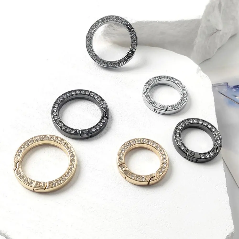High Quality Black old silver Spring O-Ring Buckles 18.8mm Round Carabiner Diamond Plated Gate Purses Handbags Buckles Carabiner