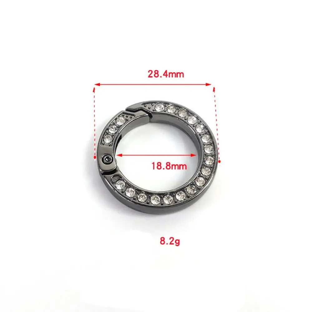 High Quality Black old silver Spring O-Ring Buckles 18.8mm Round Carabiner Diamond Plated Gate Purses Handbags Buckles Carabiner