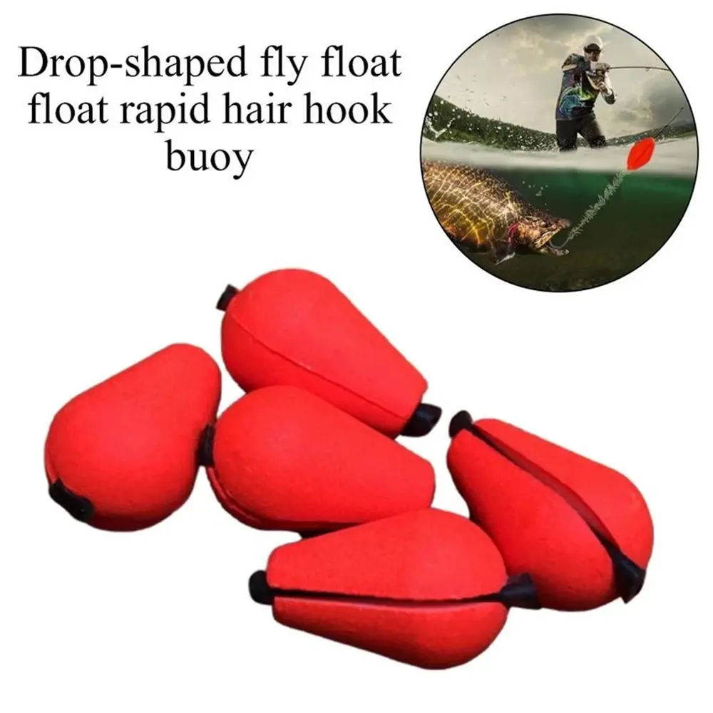 5Pcs/Lot Float Foam Tear Drop Strike Indicator For Fly Fishing Bobbers Float Water Droplets Snap-on Oval Shaped Fishing Floats