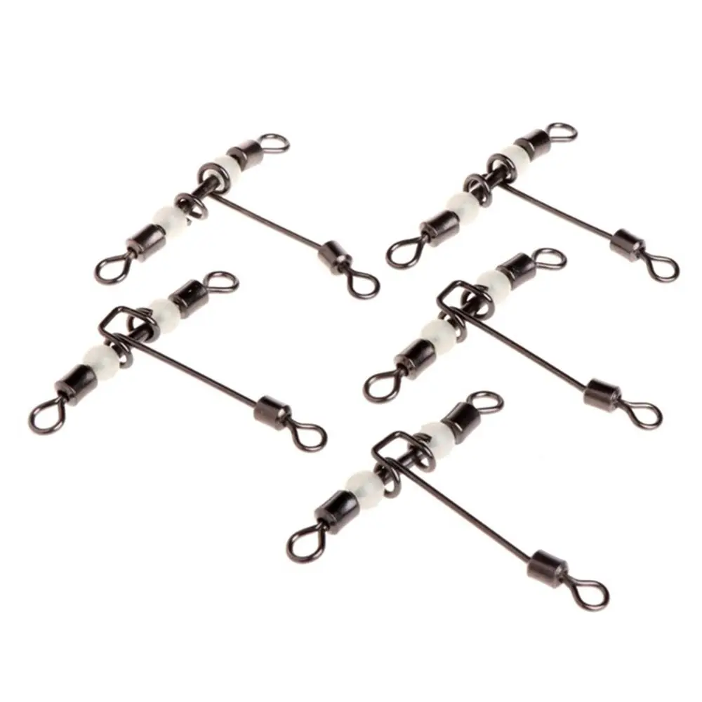 5PCS/Lot 3 Way Luminous T-shape Fishing Swivels Fish Hooks Fishing Connector Cross Line Rolling Swivel Tools With Beads Tackle