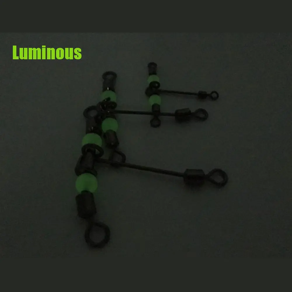 5PCS/Lot 3 Way Luminous T-shape Fishing Swivels Fish Hooks Fishing Connector Cross Line Rolling Swivel Tools With Beads Tackle