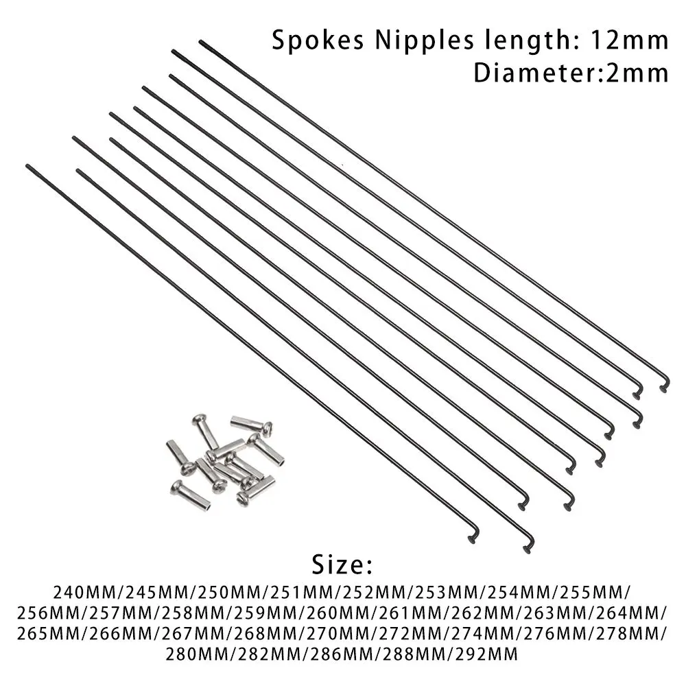 10Sets 14g Bicycle Stainless Steel Spokes With Nipples Outdoor Mountain Road Bike High Strength Spokes Wires Cycling Repair Tool