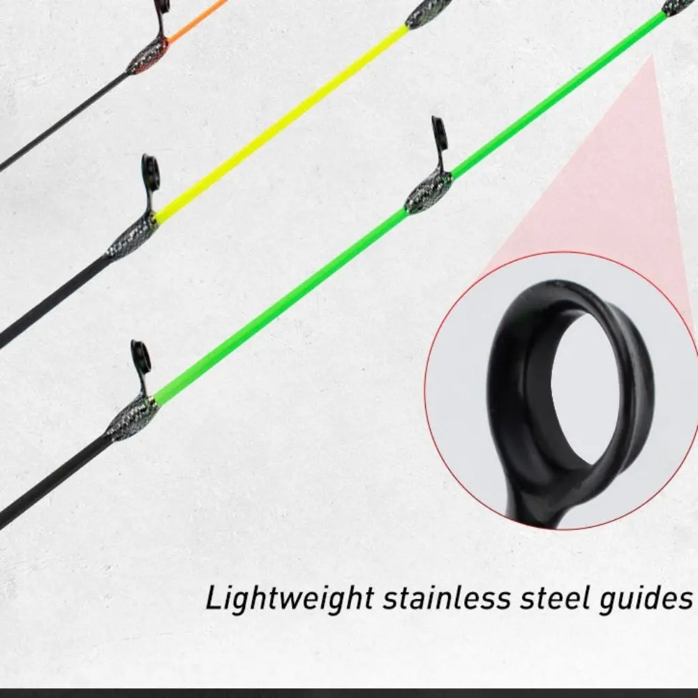 Winter Ice Fishing Rod With Flat Soft Tip Spinning Retractable Fishing Rod Ice Fishing Pen Pole Fiber Glass Tip with Cork Handle