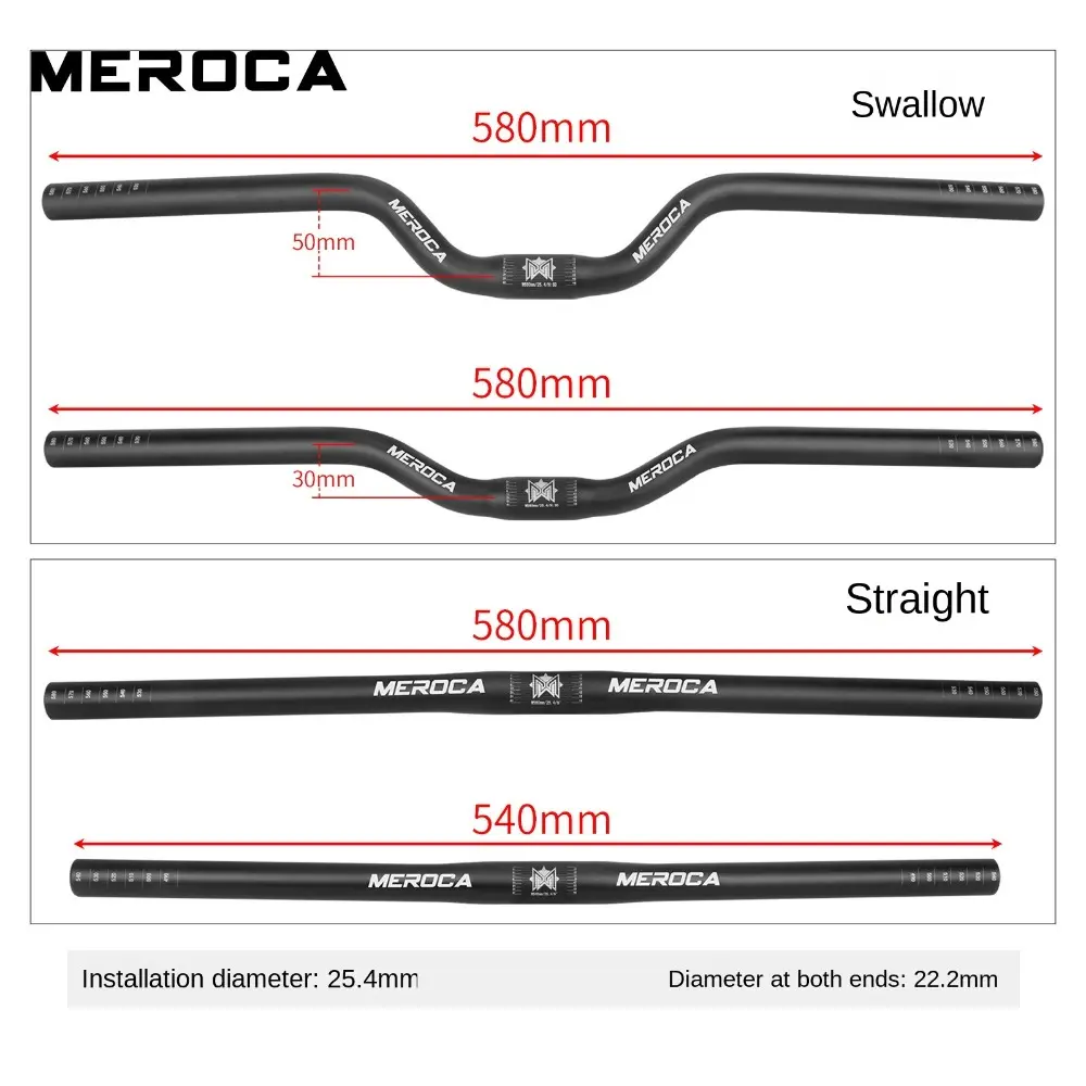 Mountain Bike Handlebar Straight/Swallow Aluminum Alloy Bicycle Riser Handlebar 25.4X540/580mm Bicycle Parts Cycling Accessories