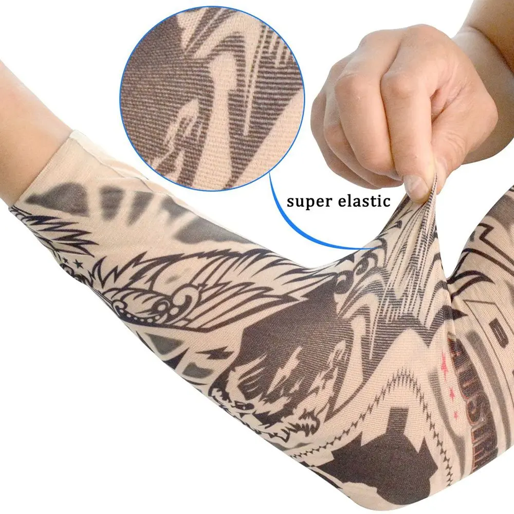 Unisex New Flower Arm Tattoo Sleeves Seamless Outdoor Riding Sunscreen Arm Sleeves Sun Uv Protection Arm Warmers For Men Women