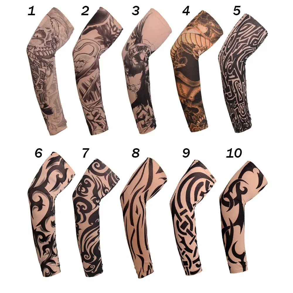 Unisex New Flower Arm Tattoo Sleeves Seamless Outdoor Riding Sunscreen Arm Sleeves Sun Uv Protection Arm Warmers For Men Women