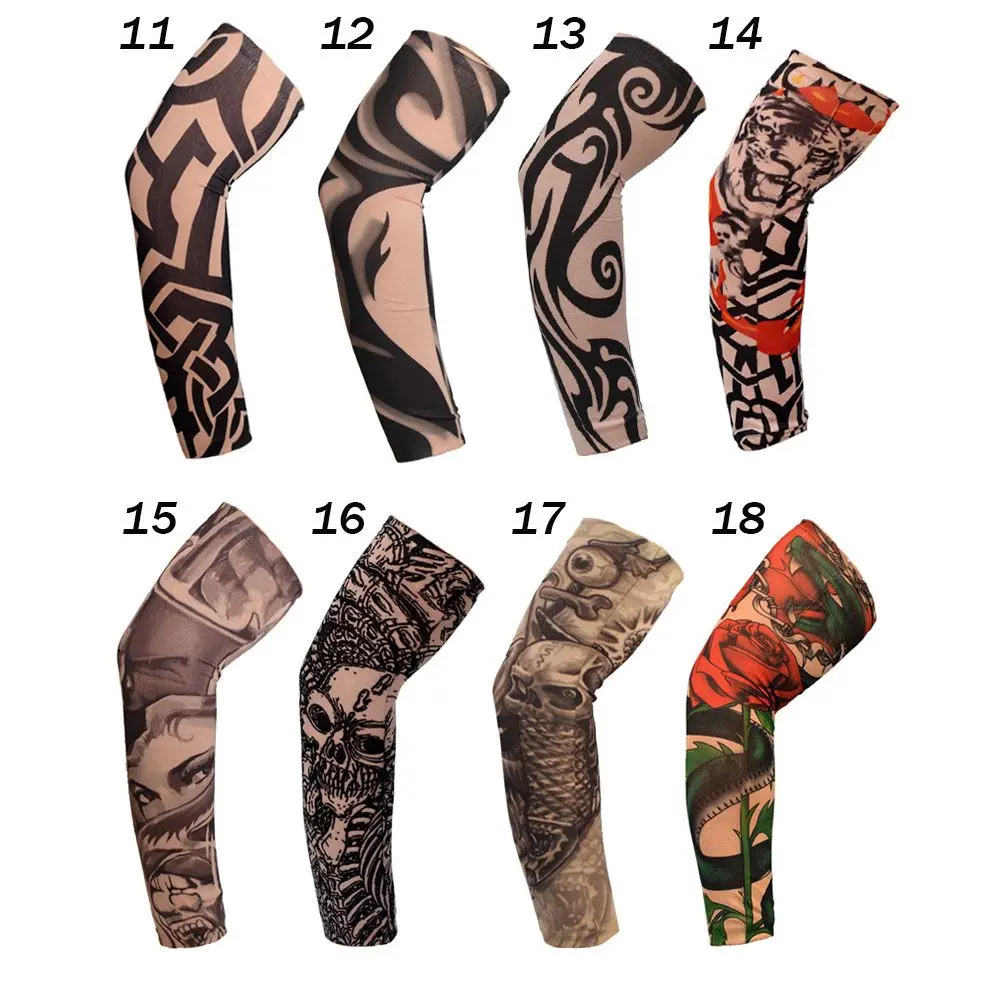 Unisex New Flower Arm Tattoo Sleeves Seamless Outdoor Riding Sunscreen Arm Sleeves Sun Uv Protection Arm Warmers For Men Women