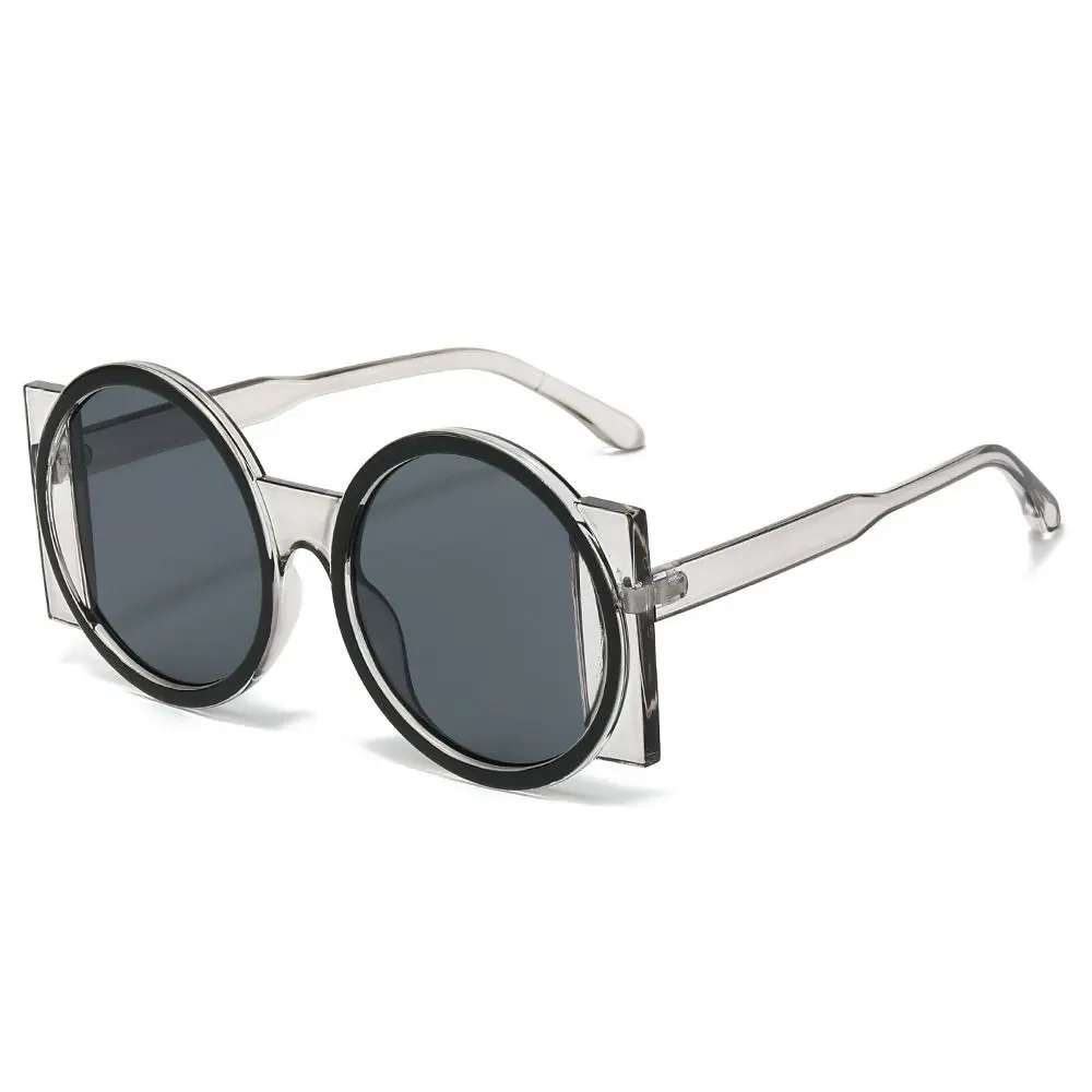 Fashion Oversized Round Sunglasses Women Contrast Color Shades UV400 Retro Unique Men Trending Gradient Cycling Sun Glasses