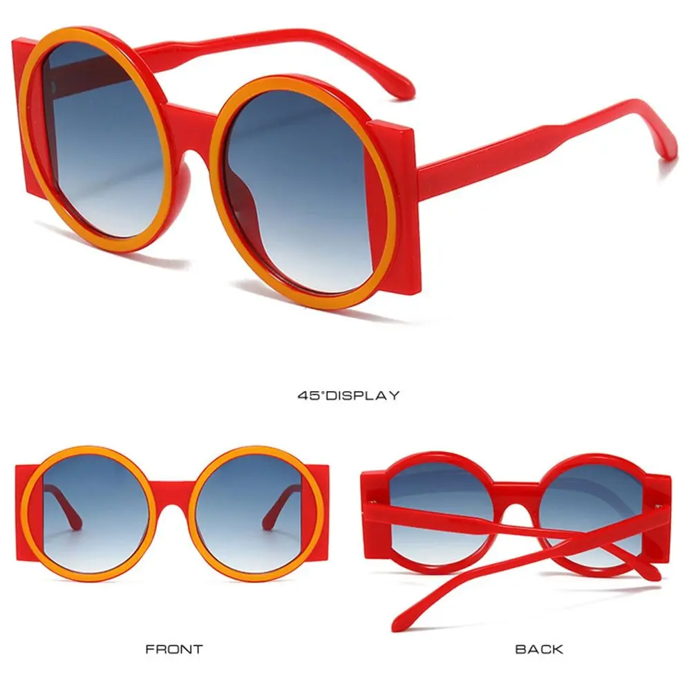 Fashion Oversized Round Sunglasses Women Contrast Color Shades UV400 Retro Unique Men Trending Gradient Cycling Sun Glasses