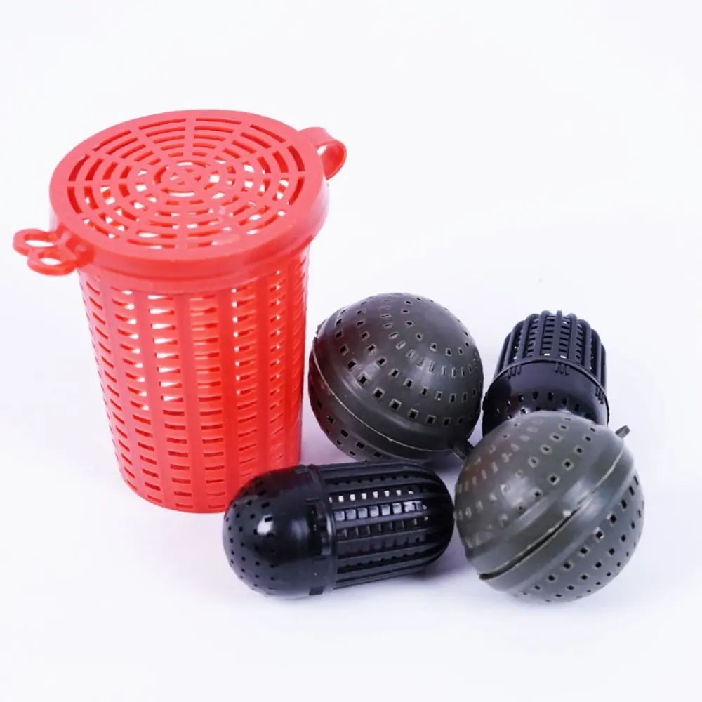 5PCS/Set Fish Lure Fishing Bait Cage Luminous Conjoined Basket Feeder Holder Split Tackle Swim Feeder Basket Fishing Lures Cage