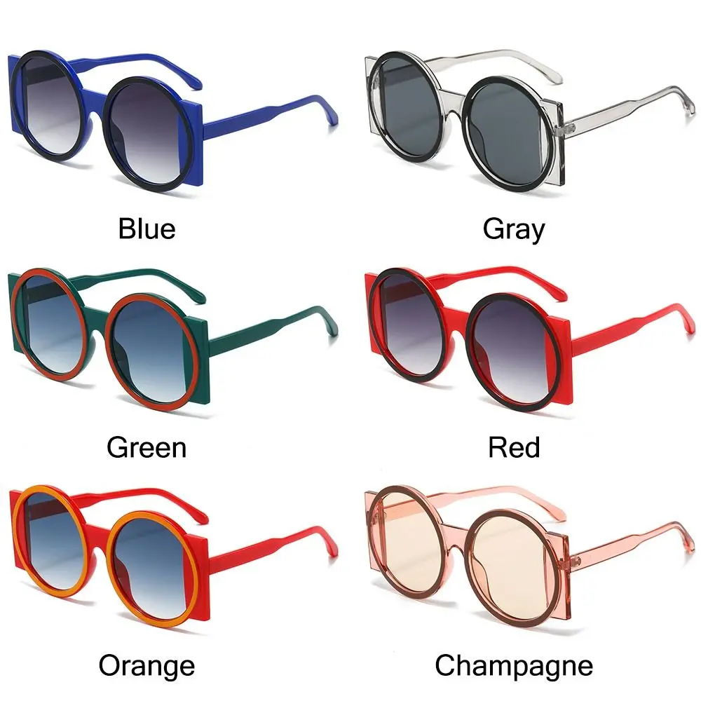 Fashion Oversized Round Sunglasses Women Contrast Color Shades UV400 Retro Unique Men Trending Gradient Cycling Sun Glasses