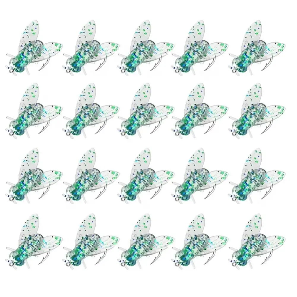 20PCS New PVC Bionic Fly Fishing Bait 5 Colors Spinner Swim Baits Flies Fly Fishing Fly Fishing Hook Flies Insects Lures