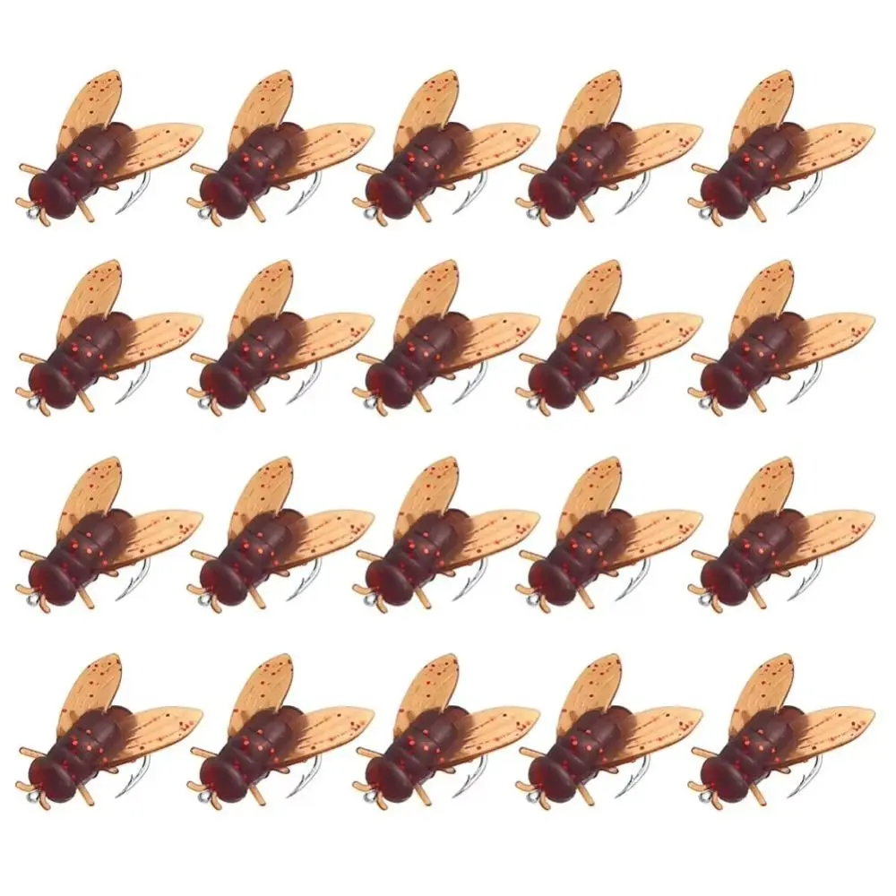 20PCS New PVC Bionic Fly Fishing Bait 5 Colors Spinner Swim Baits Flies Fly Fishing Fly Fishing Hook Flies Insects Lures