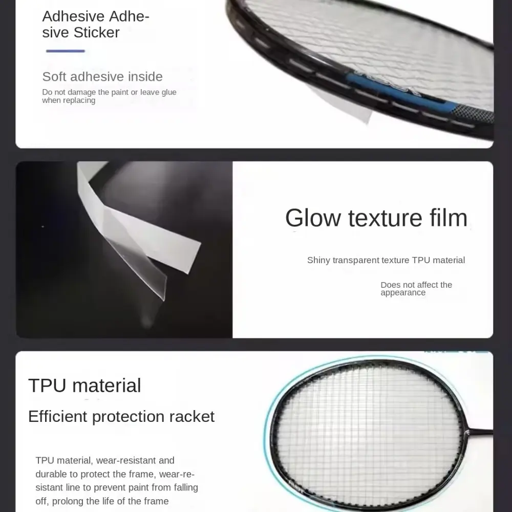 Invisible Badminton Racket Head Edge Protector Tape Self Adhesive Anti Paint Off Wear Resistant Sport Badminton Accessories
