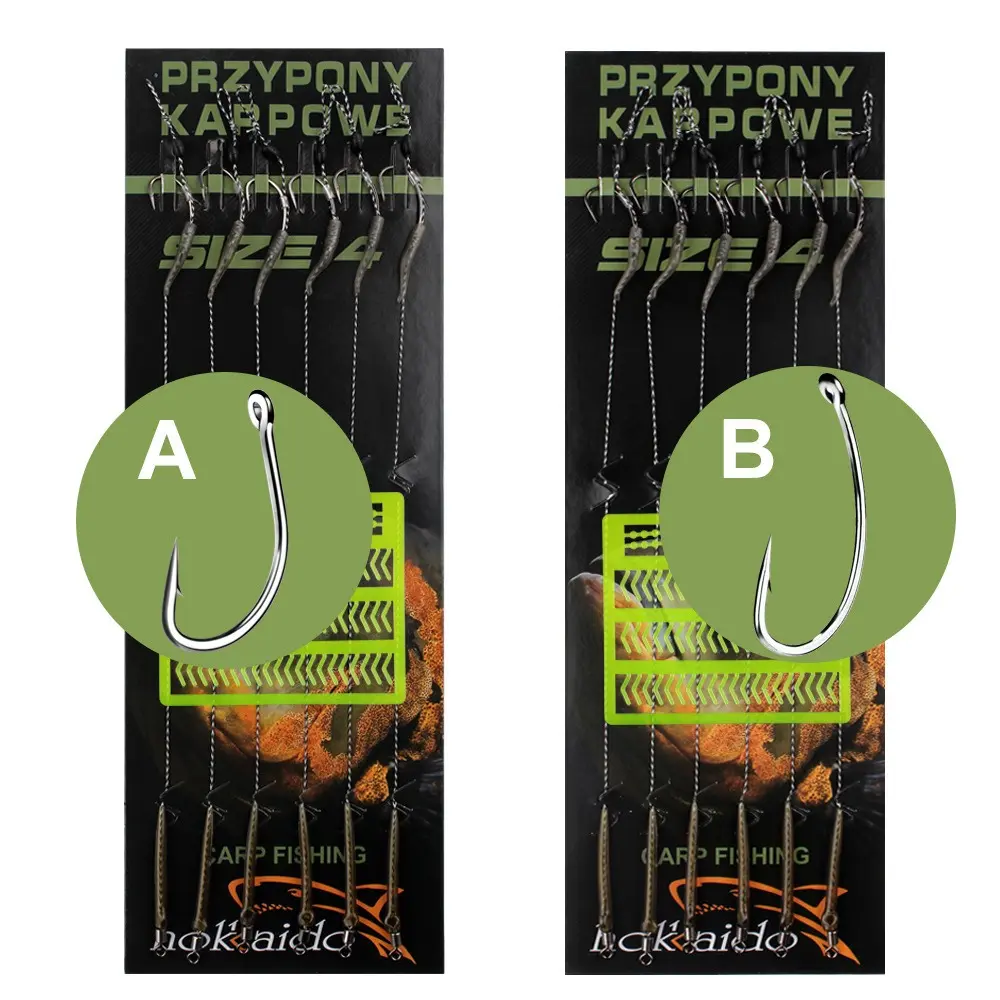 6-8PCS/Set 18.5cm Carp Fishing Hook 30-60LB 2/4/6/8# Leader Fishing Barbed Hooks Europe Feeder Group Hooks Carp Fishing Tackle