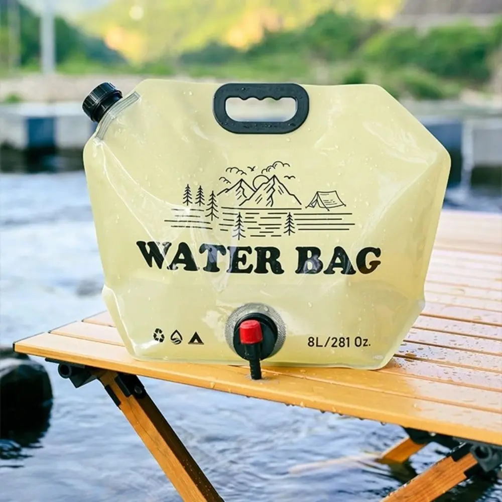 Portable Camping Water Bag Outdoor Hiking Folding Water Bucket Bag with Faucet 8L Large Capacity Water Container Camping Supply
