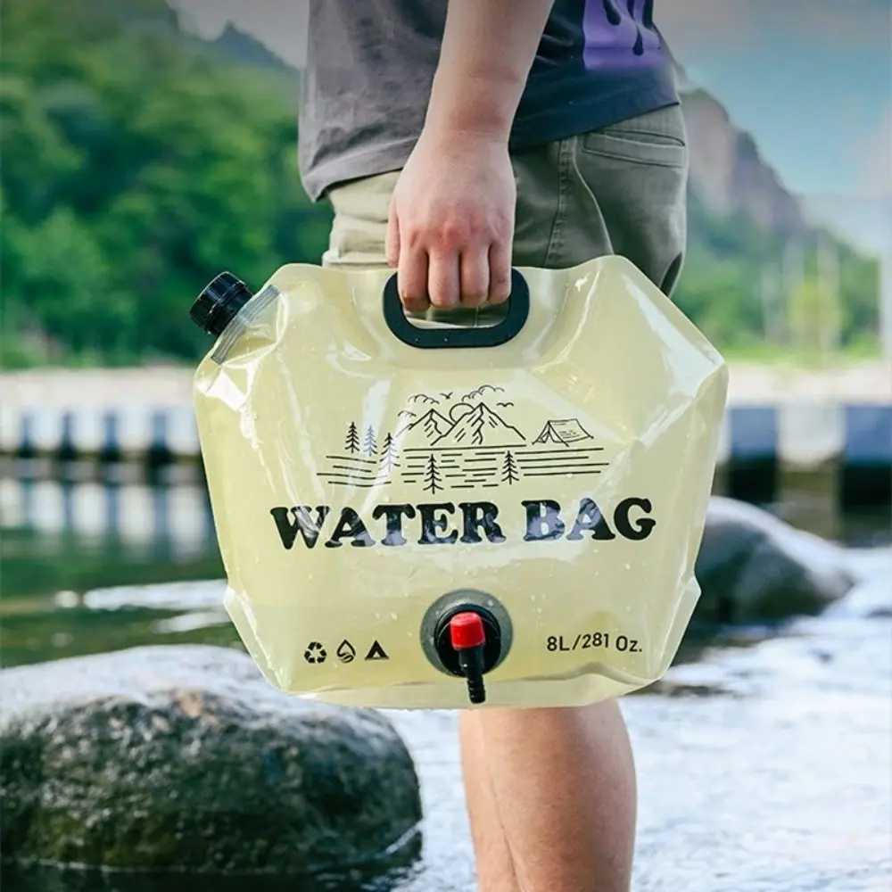 Portable Camping Water Bag Outdoor Hiking Folding Water Bucket Bag with Faucet 8L Large Capacity Water Container Camping Supply