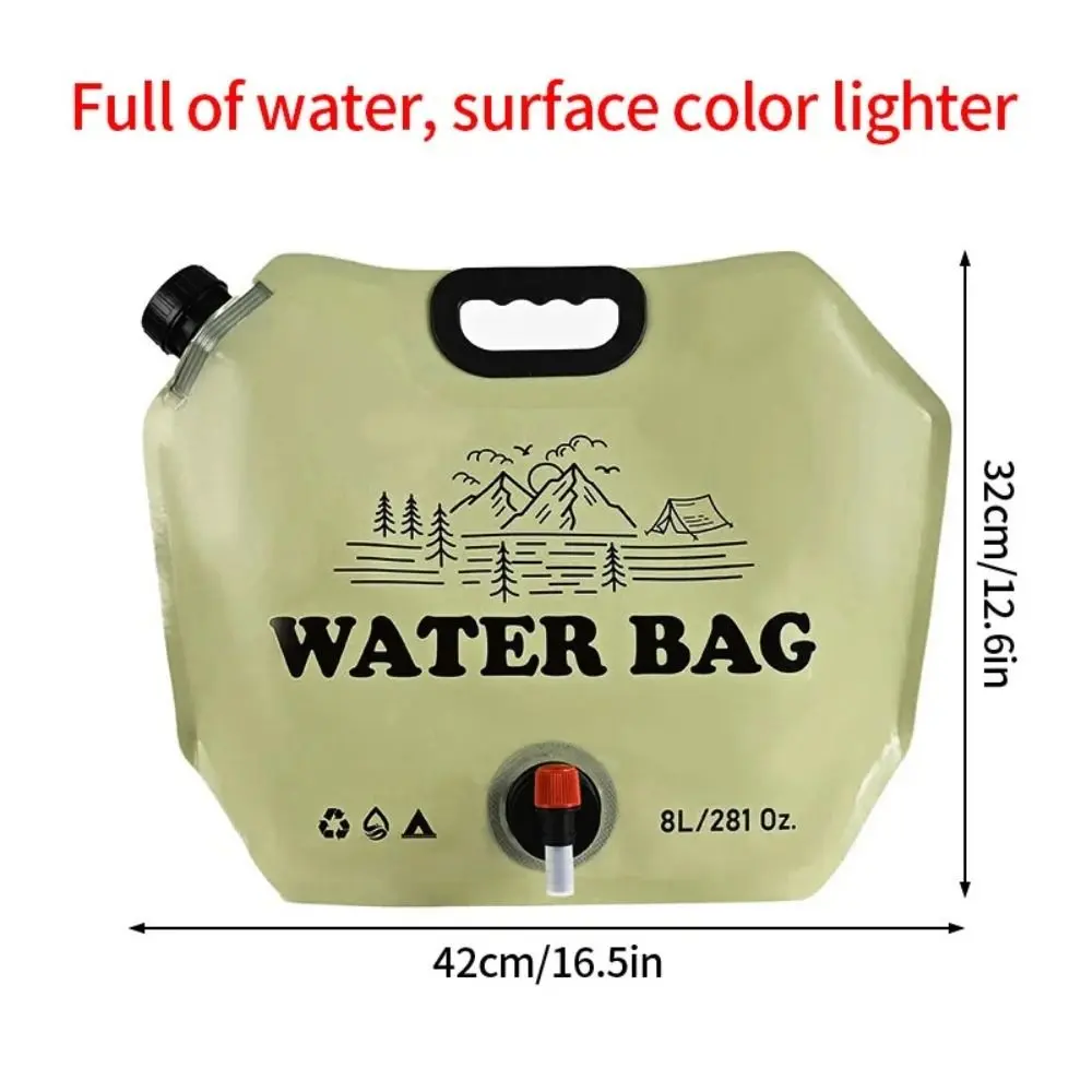 Portable Camping Water Bag Outdoor Hiking Folding Water Bucket Bag with Faucet 8L Large Capacity Water Container Camping Supply